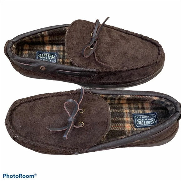 Signature Levi Strauss Brown Plaid House Slippers - Picture 11 of 12